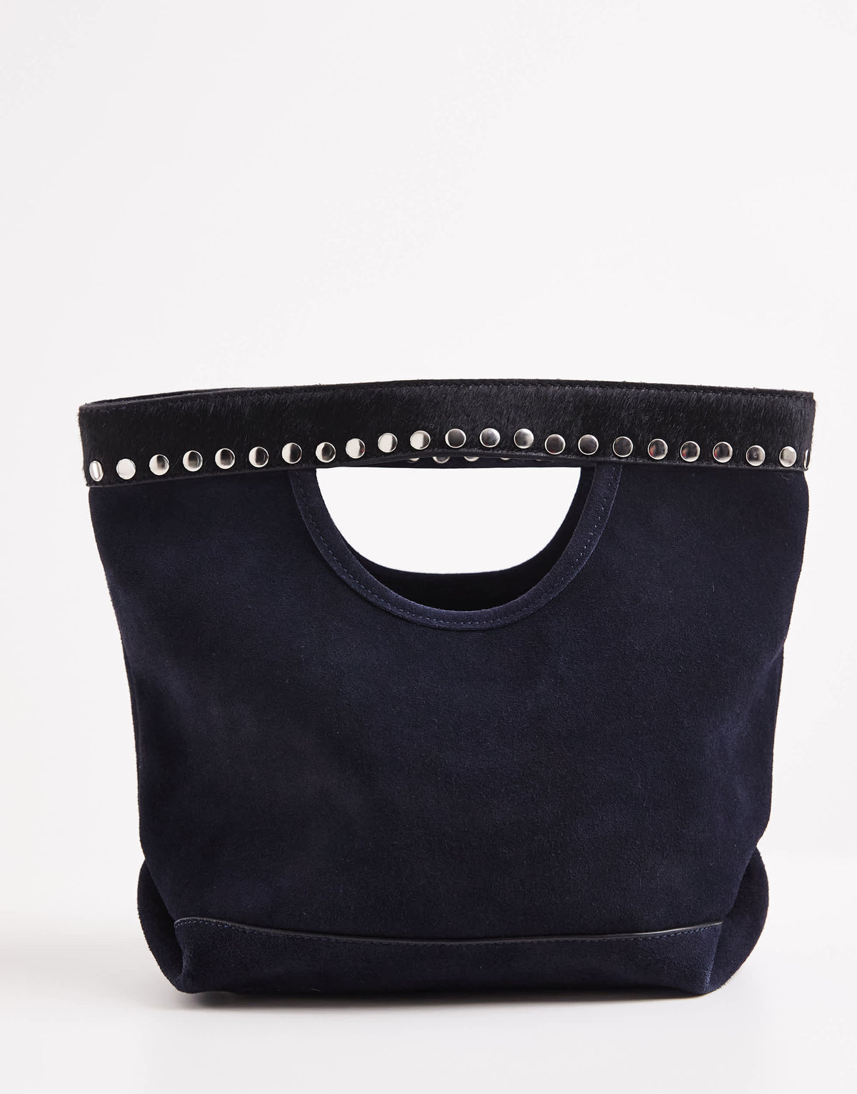 Topshop x Talia Byre premium real suede studded grab bag in navy