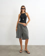 Topshop washed long line tie detail shorts in washed charcoal