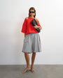 Topshop washed long line tie detail shorts in grey marl