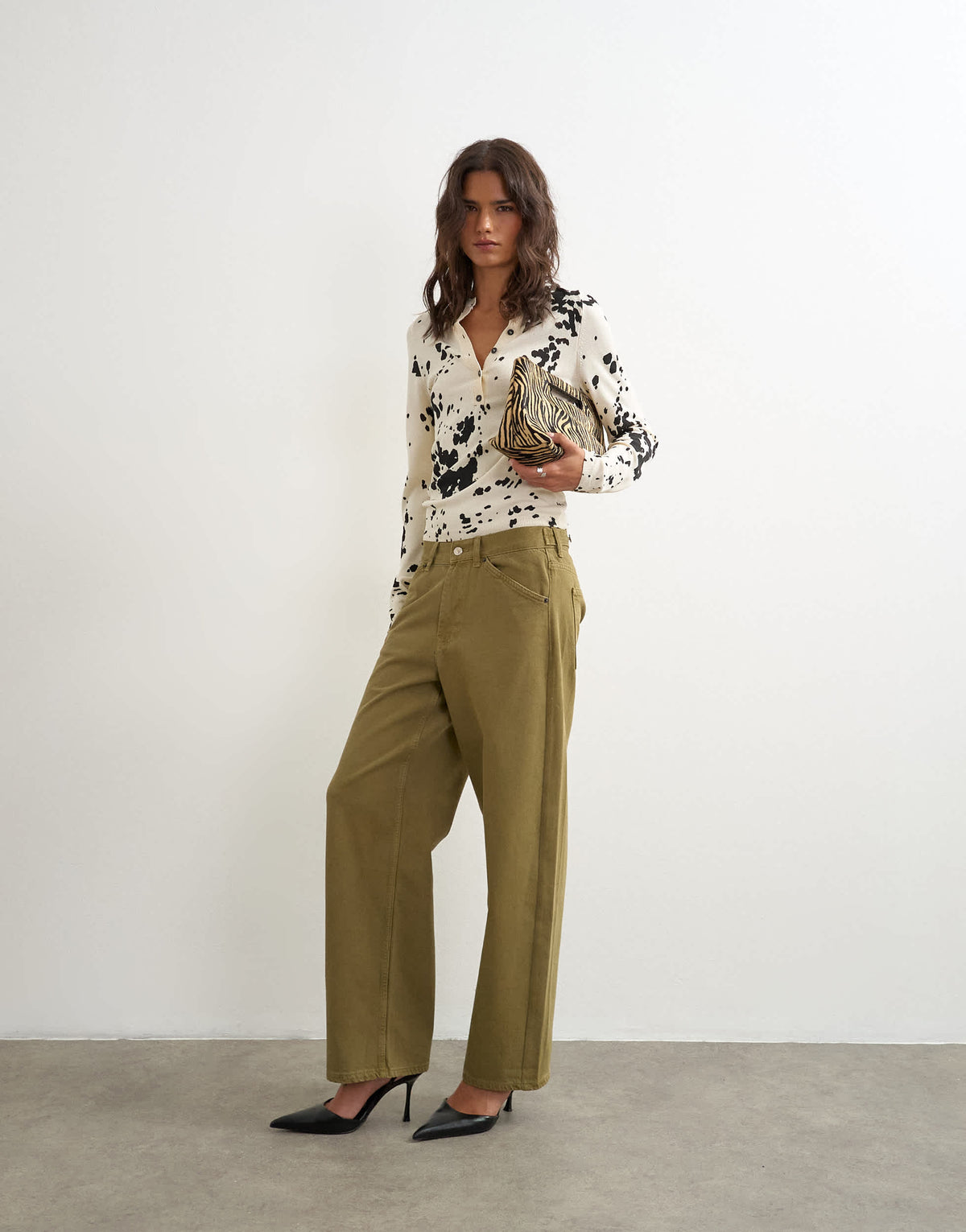 Topshop Dilan baggy low rise jean in khaki green