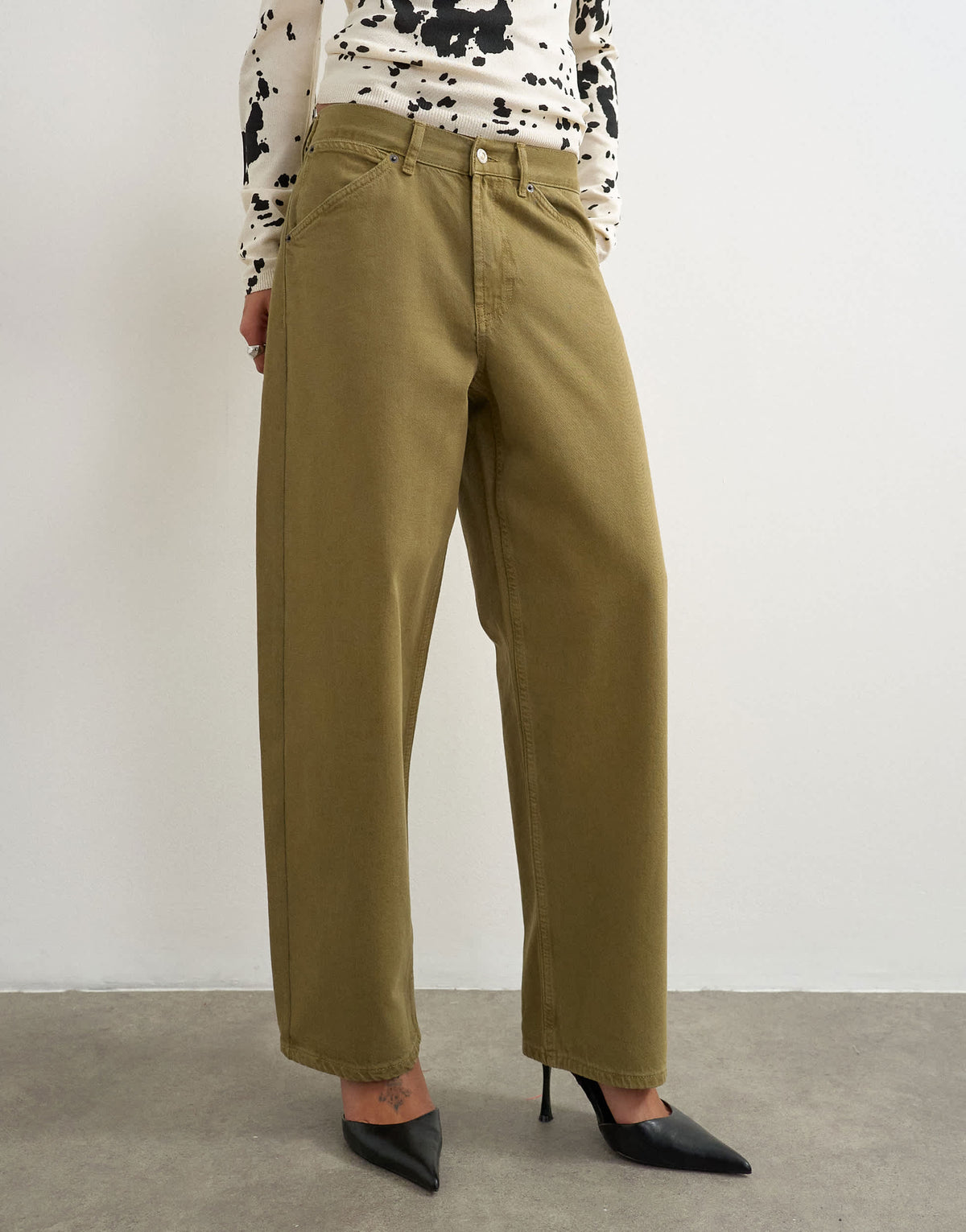 Topshop Dilan baggy low rise jean in khaki green