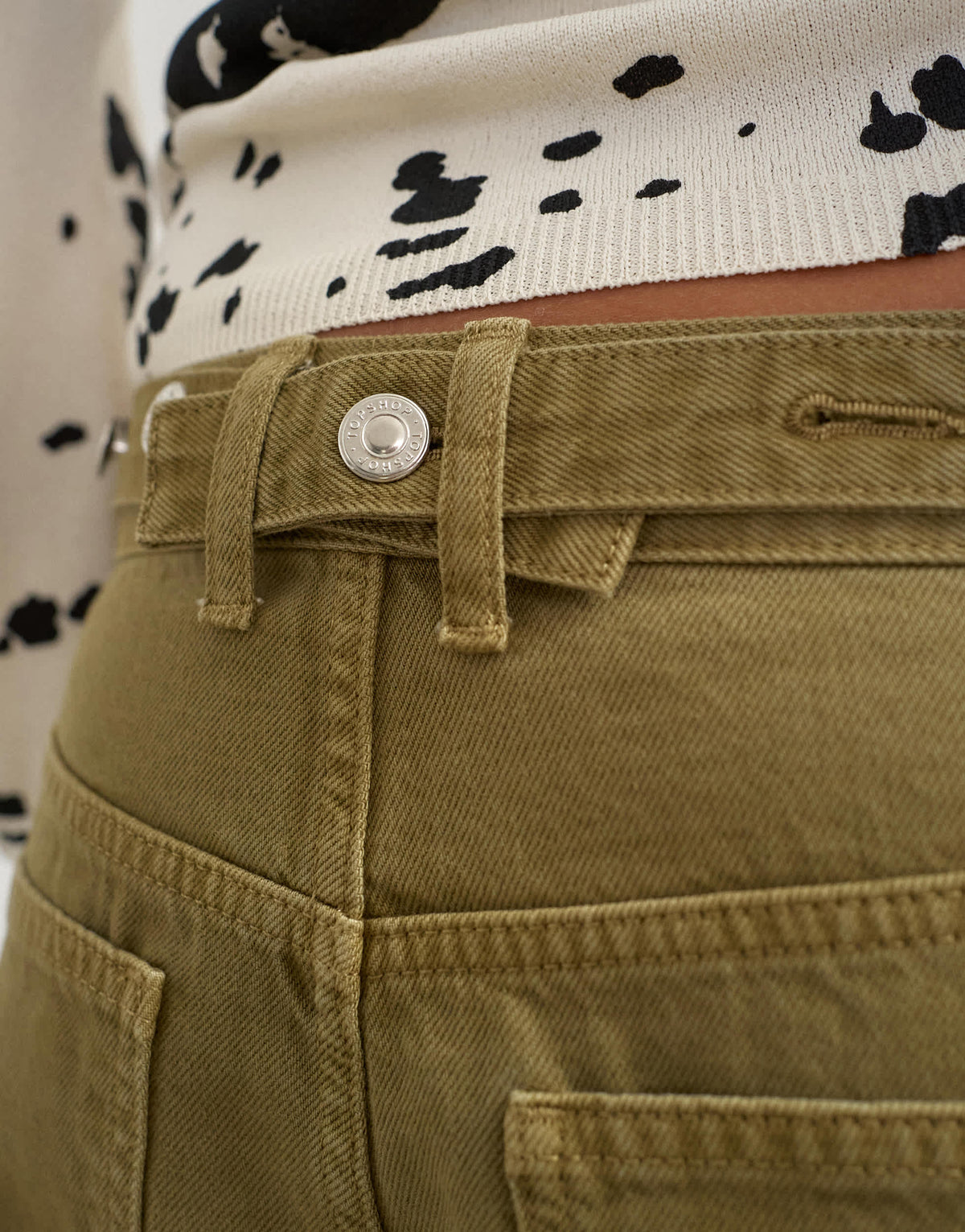 Topshop Dilan baggy low rise jean in khaki green