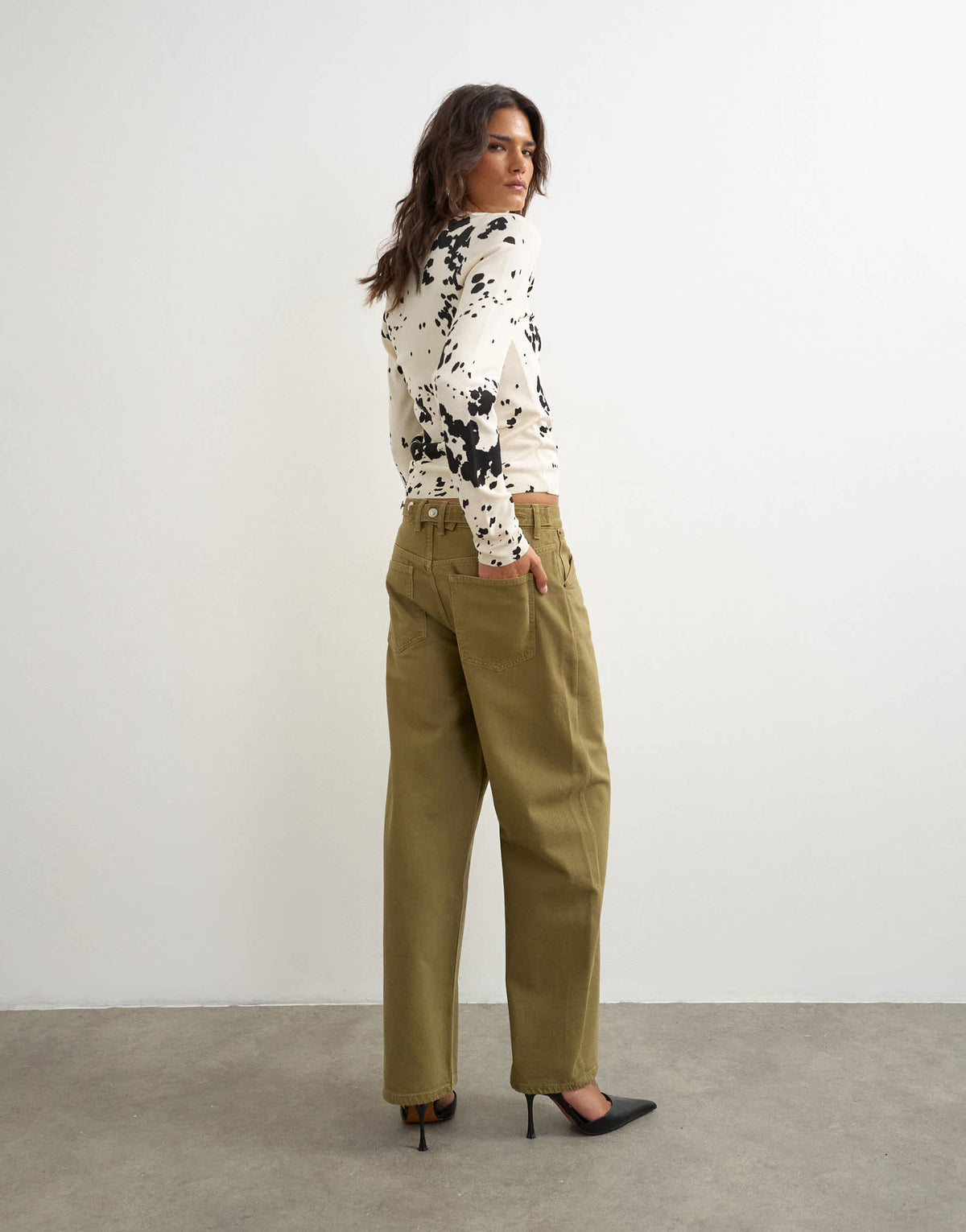 Topshop Dilan baggy low rise jean in khaki green