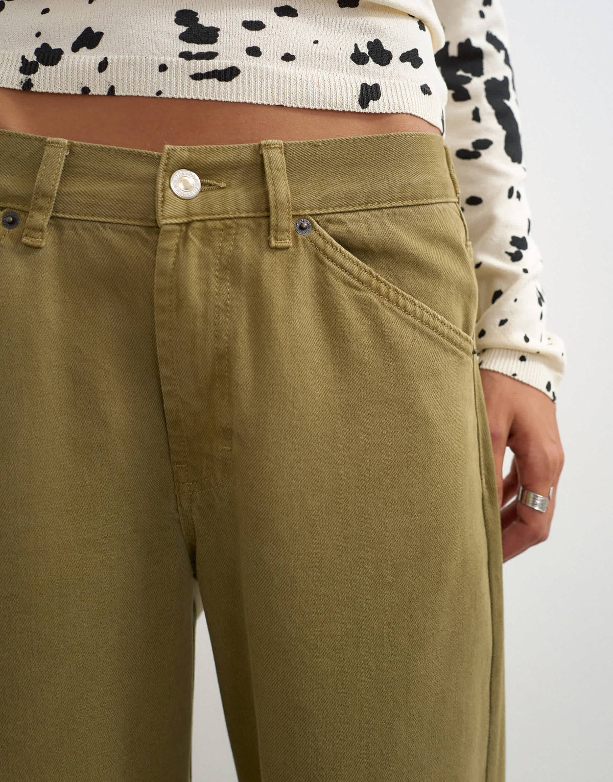 Topshop Dilan baggy low rise jean in khaki green