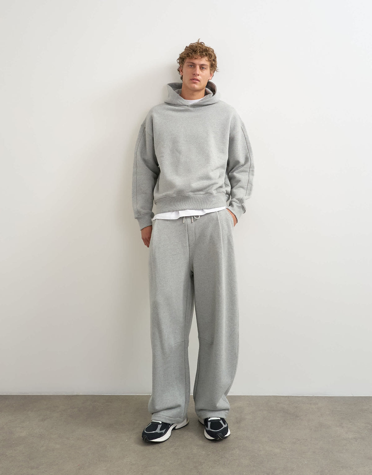 Topman relaxed fit heavyweight hoodie in grey marl