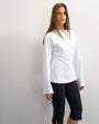 Topshop cinched waist long sleeve raglan t-shirt in white