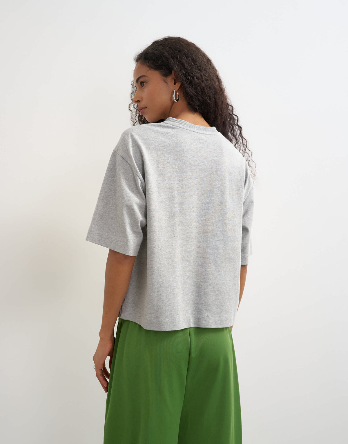 Topshop micro v short sleeve t-shirt in grey marl