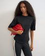 Topshop shoulder pad short sleeve t-shirt in black