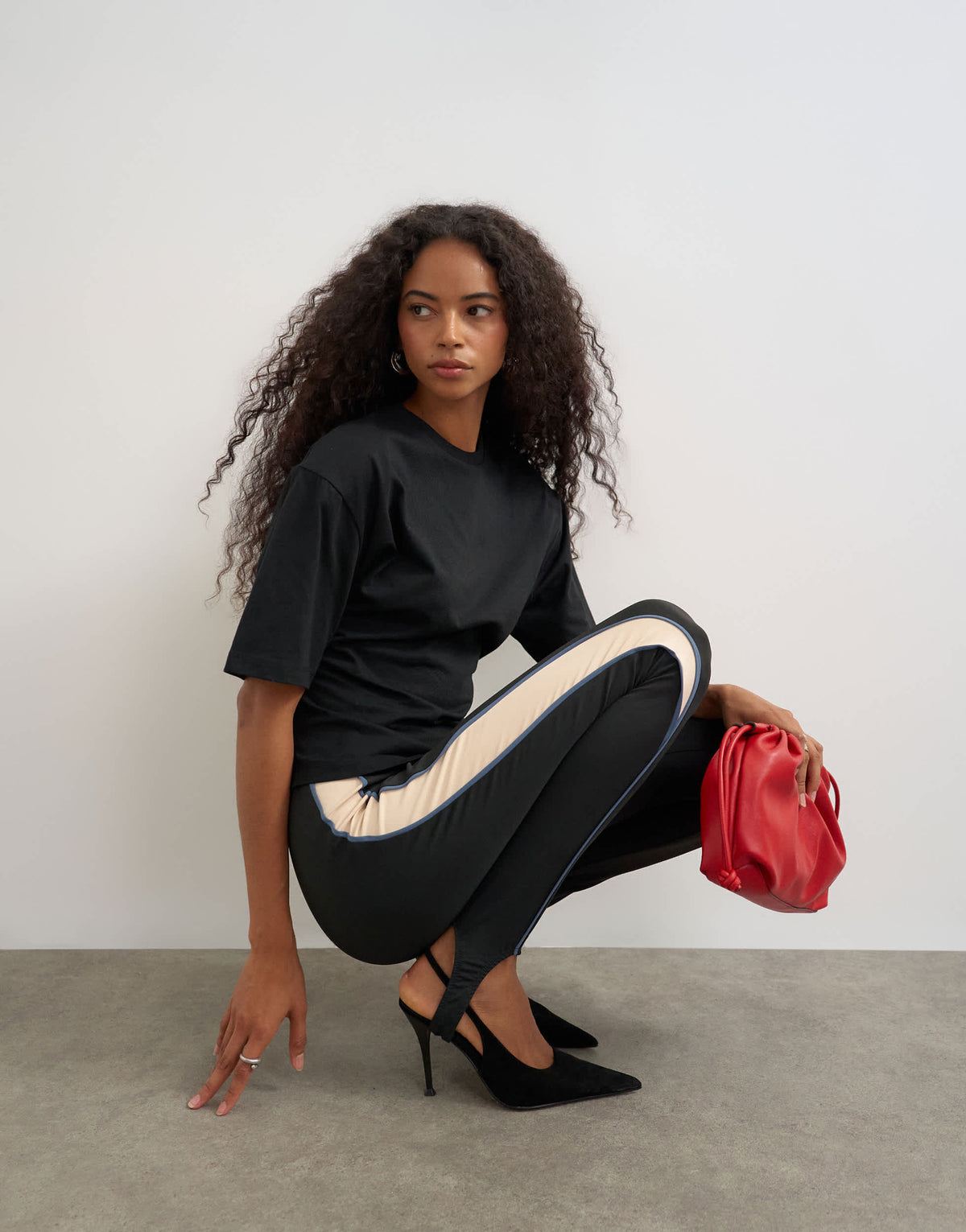 Topshop shoulder pad short sleeve t-shirt in black