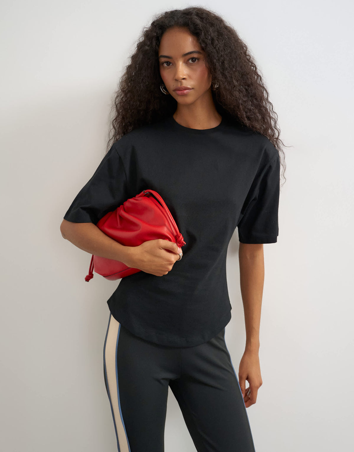Topshop shoulder pad short sleeve t-shirt in black