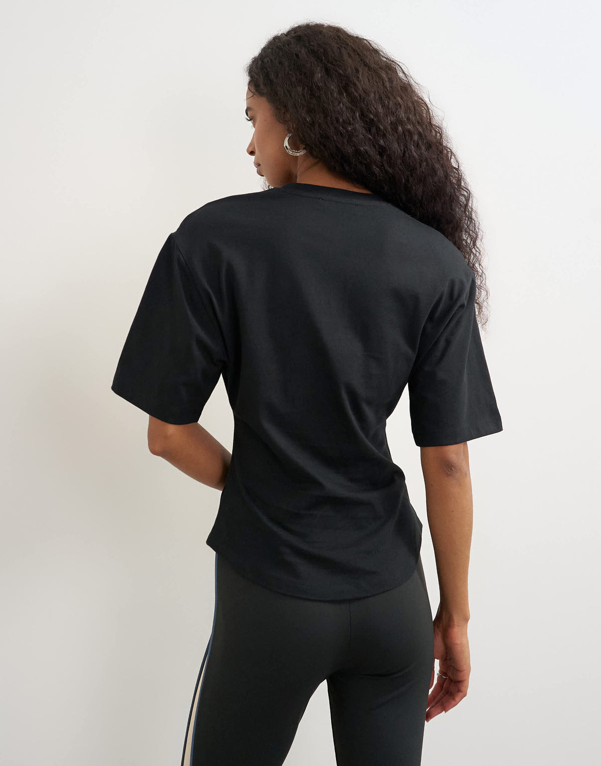 Topshop shoulder pad short sleeve t-shirt in black