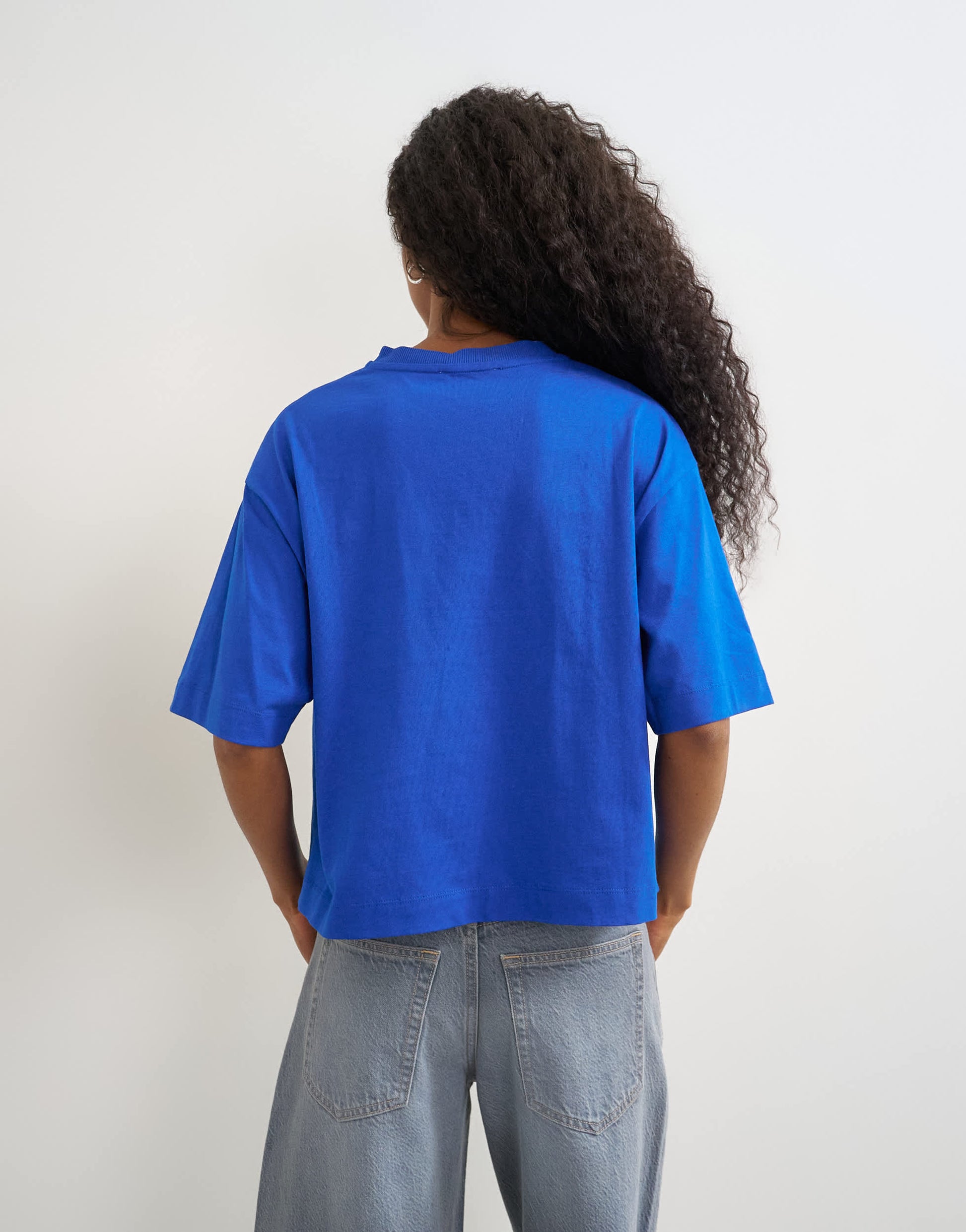 Topshop micro v short sleeve t-shirt in colbalt