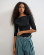 Topshop slash neck curve hem top in black