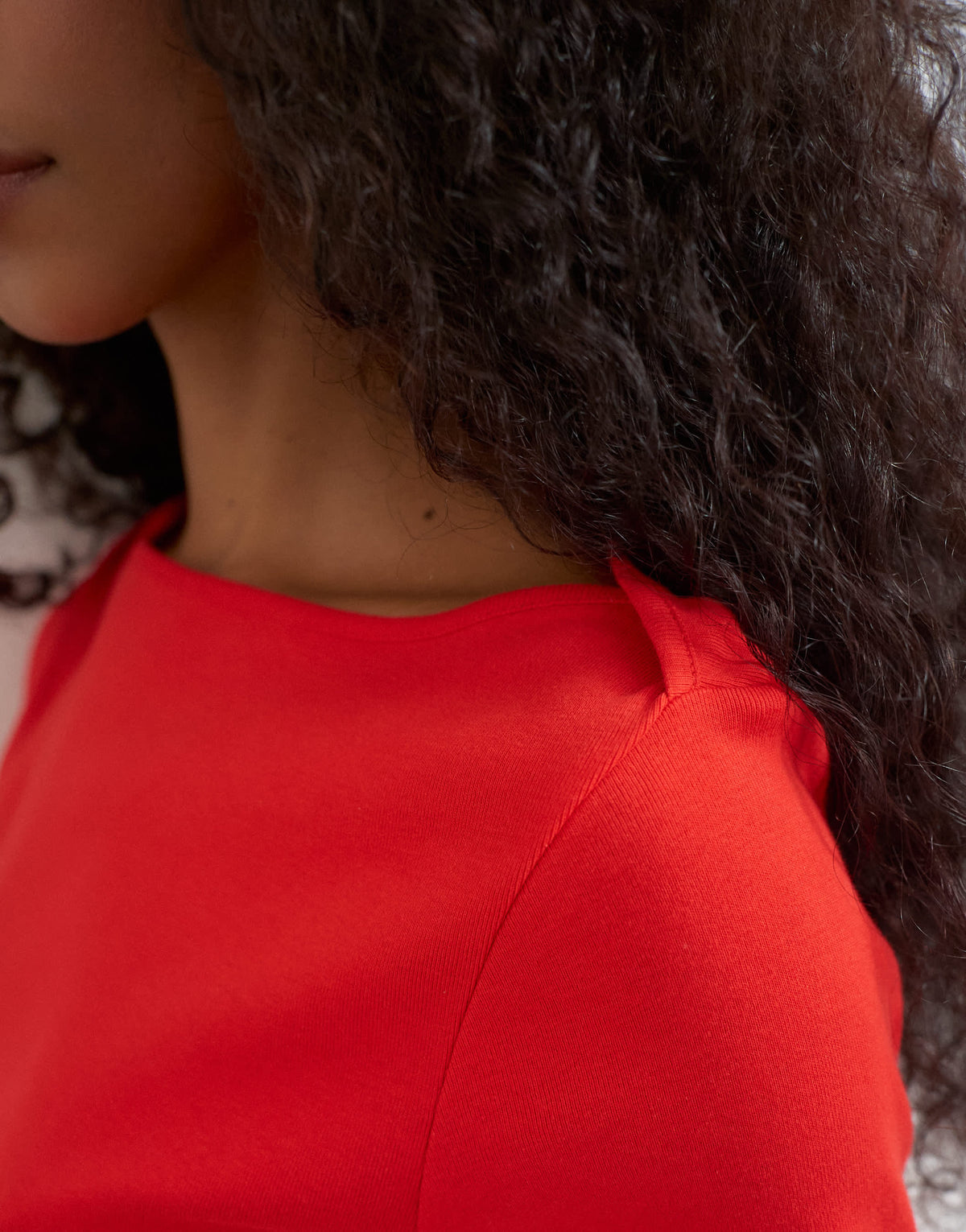 Topshop slash neck curve hem top in red