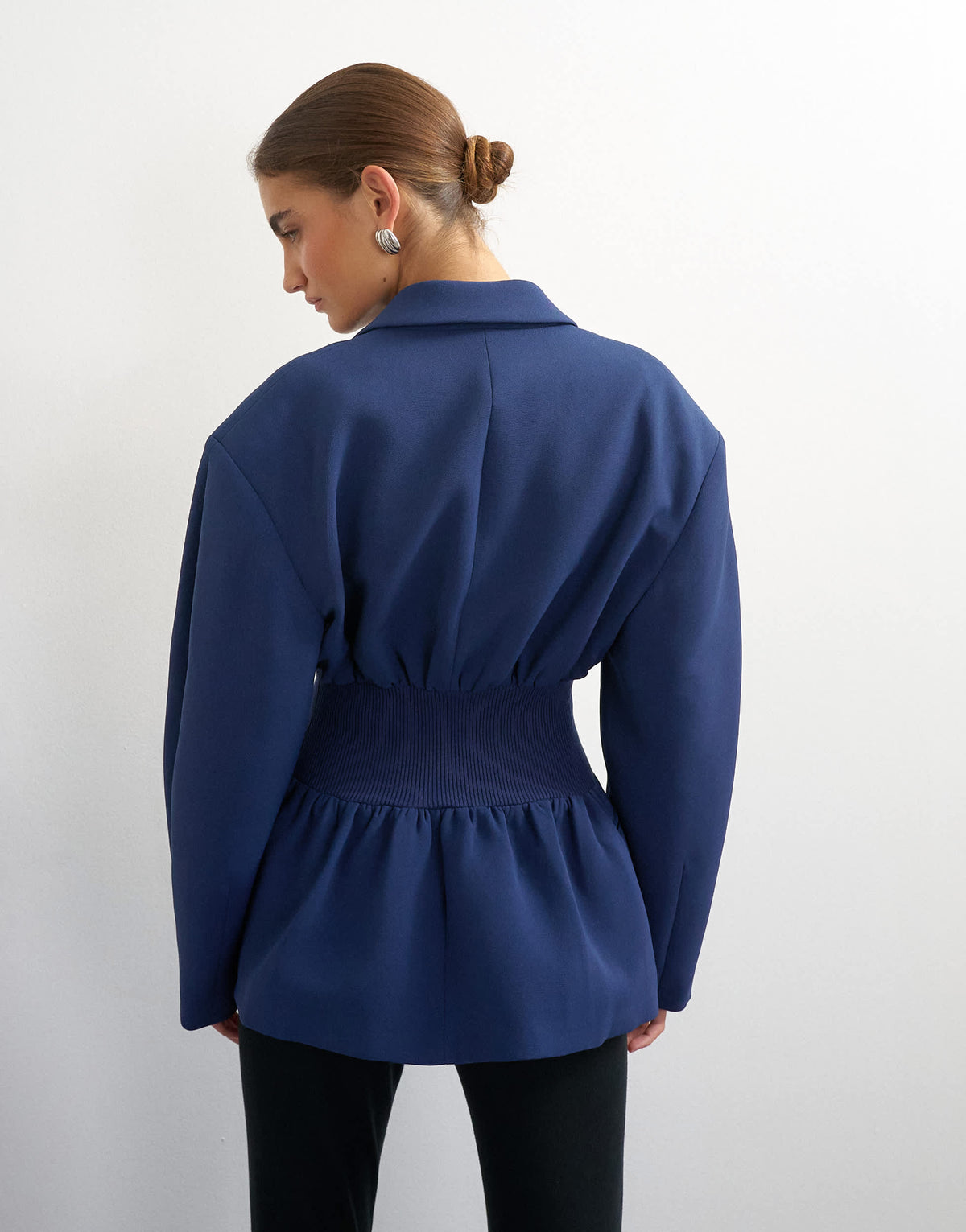 Topshop cinch waist blazer in navy