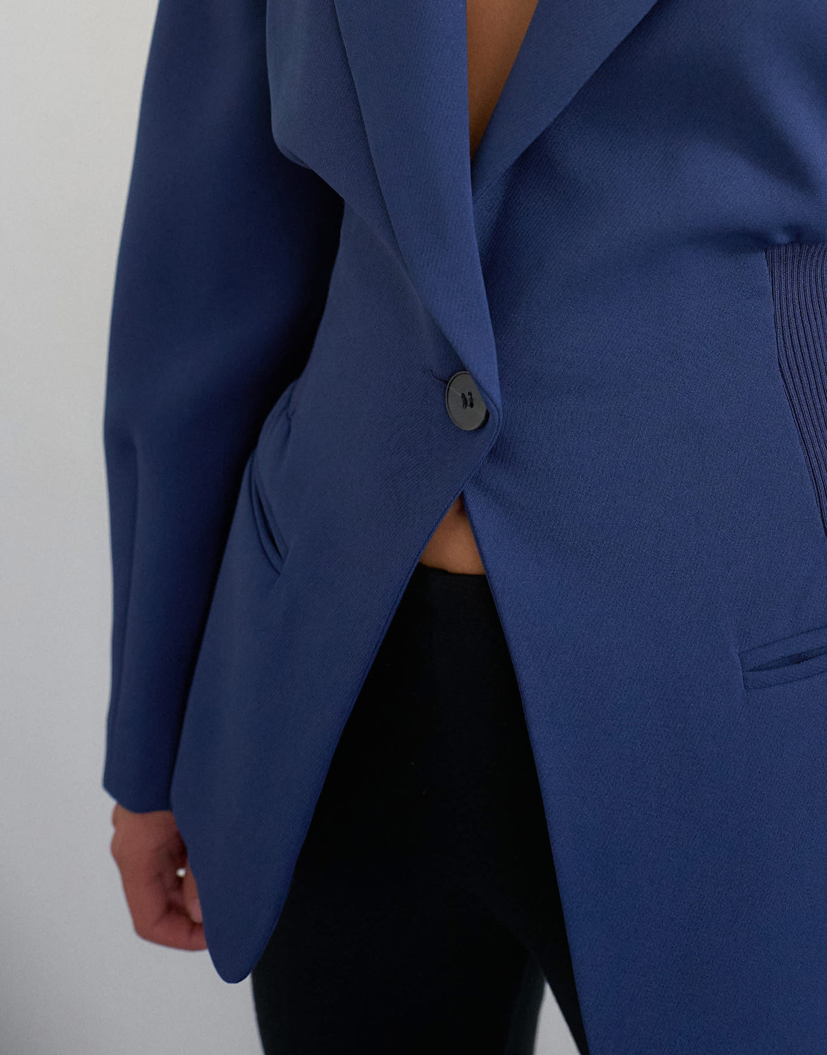 Topshop cinch waist blazer in navy
