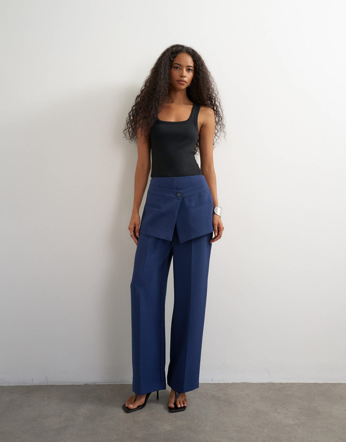 Topshop skirt detail tailored trouser in navy