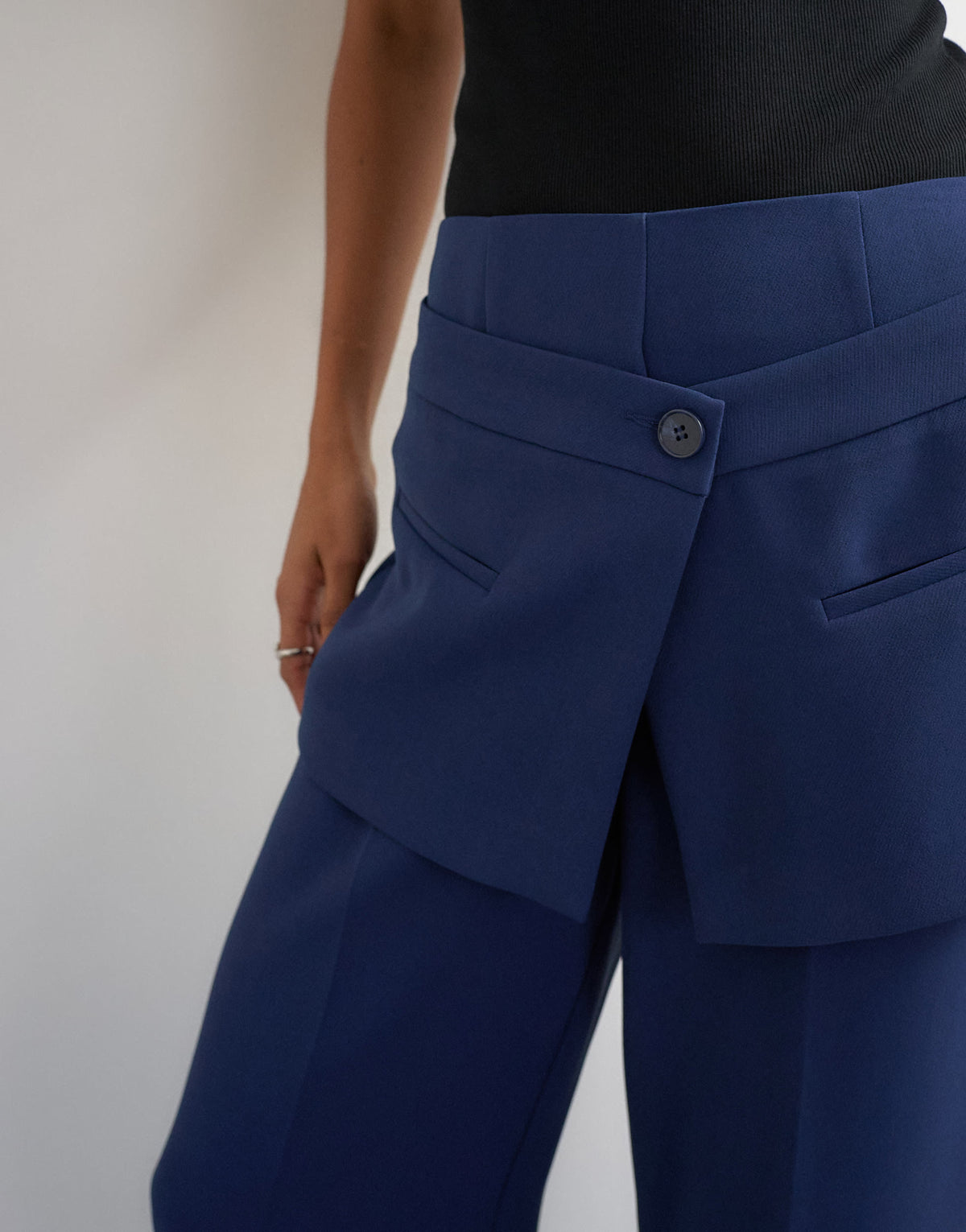 Topshop skirt detail tailored trouser in navy