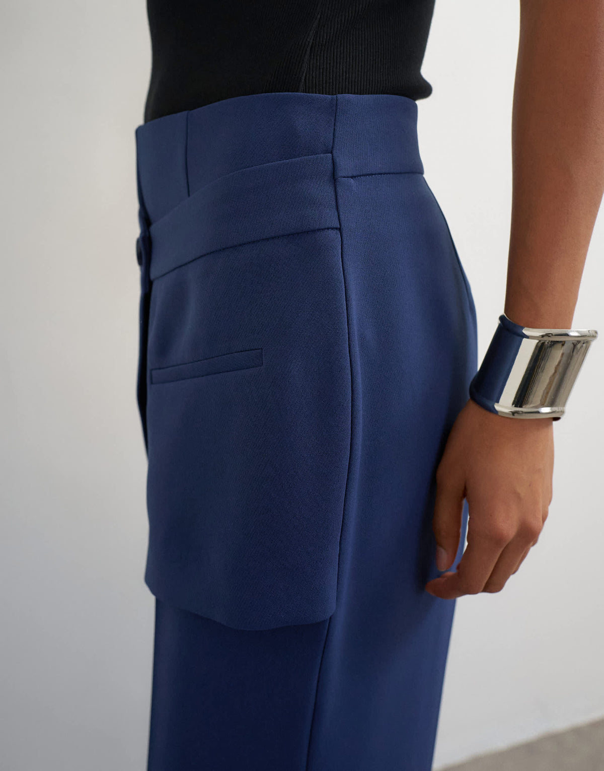 Topshop skirt detail tailored trouser in navy