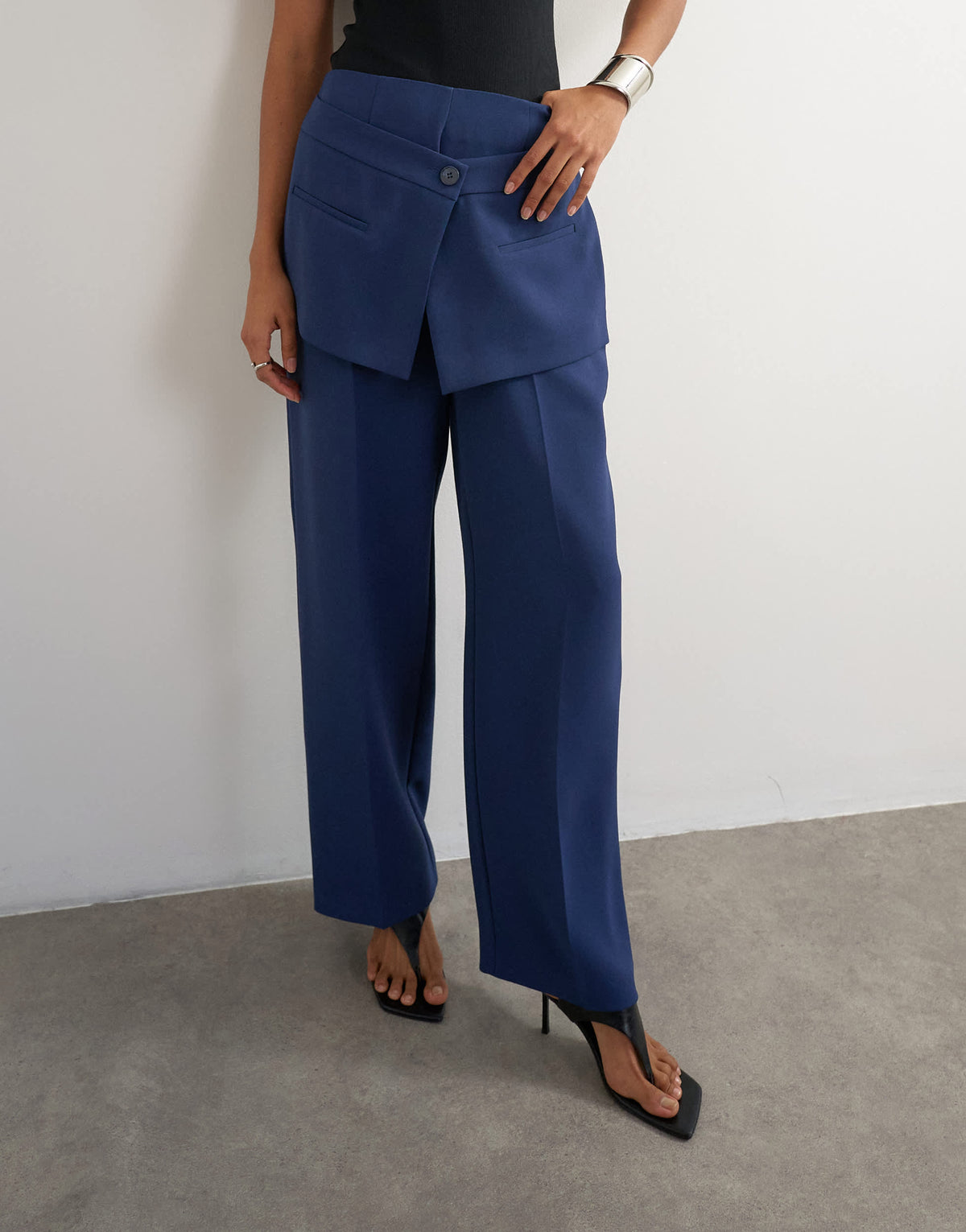 Topshop skirt detail tailored trouser in navy