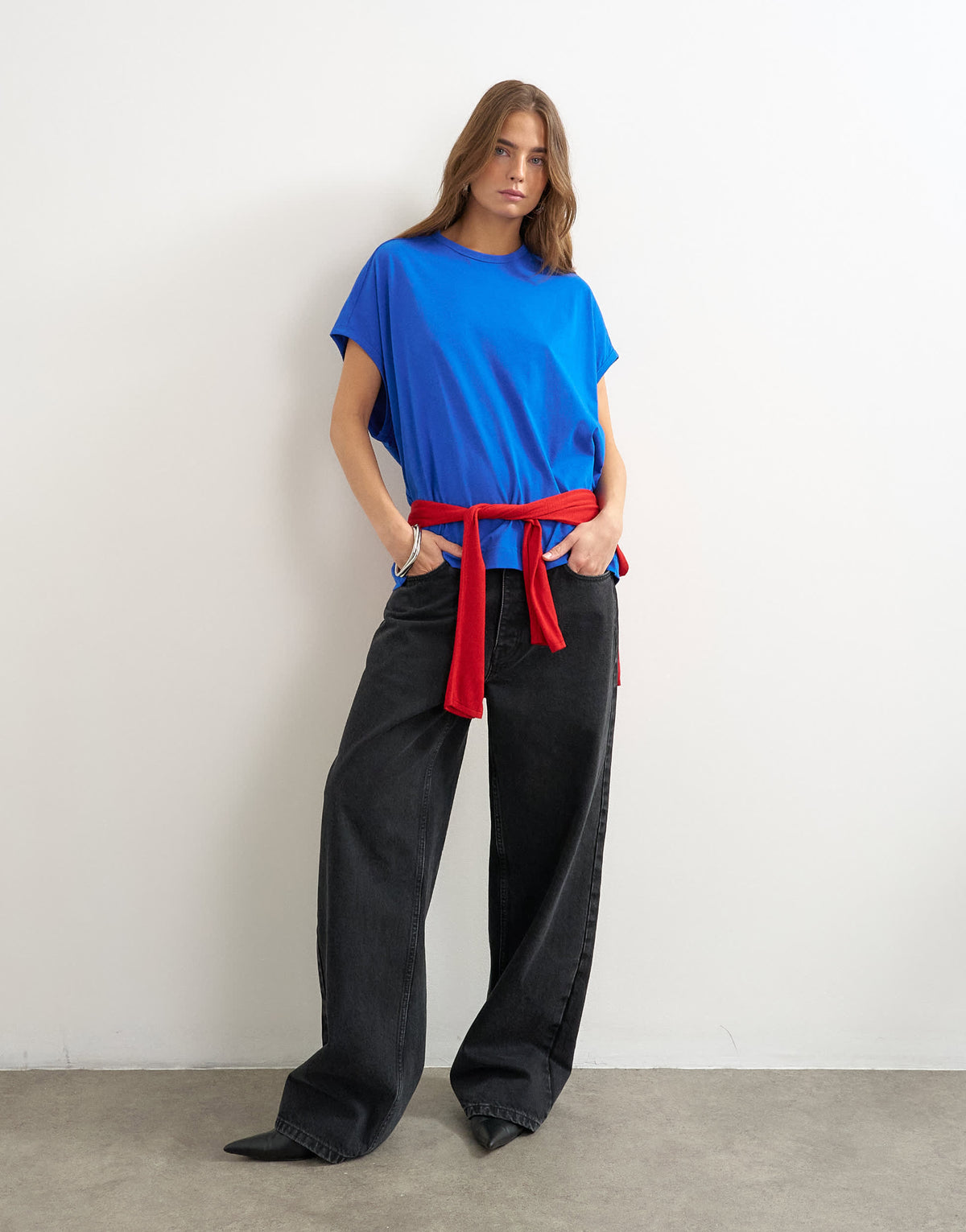 Topshop oversized tank circle tee in colbalt