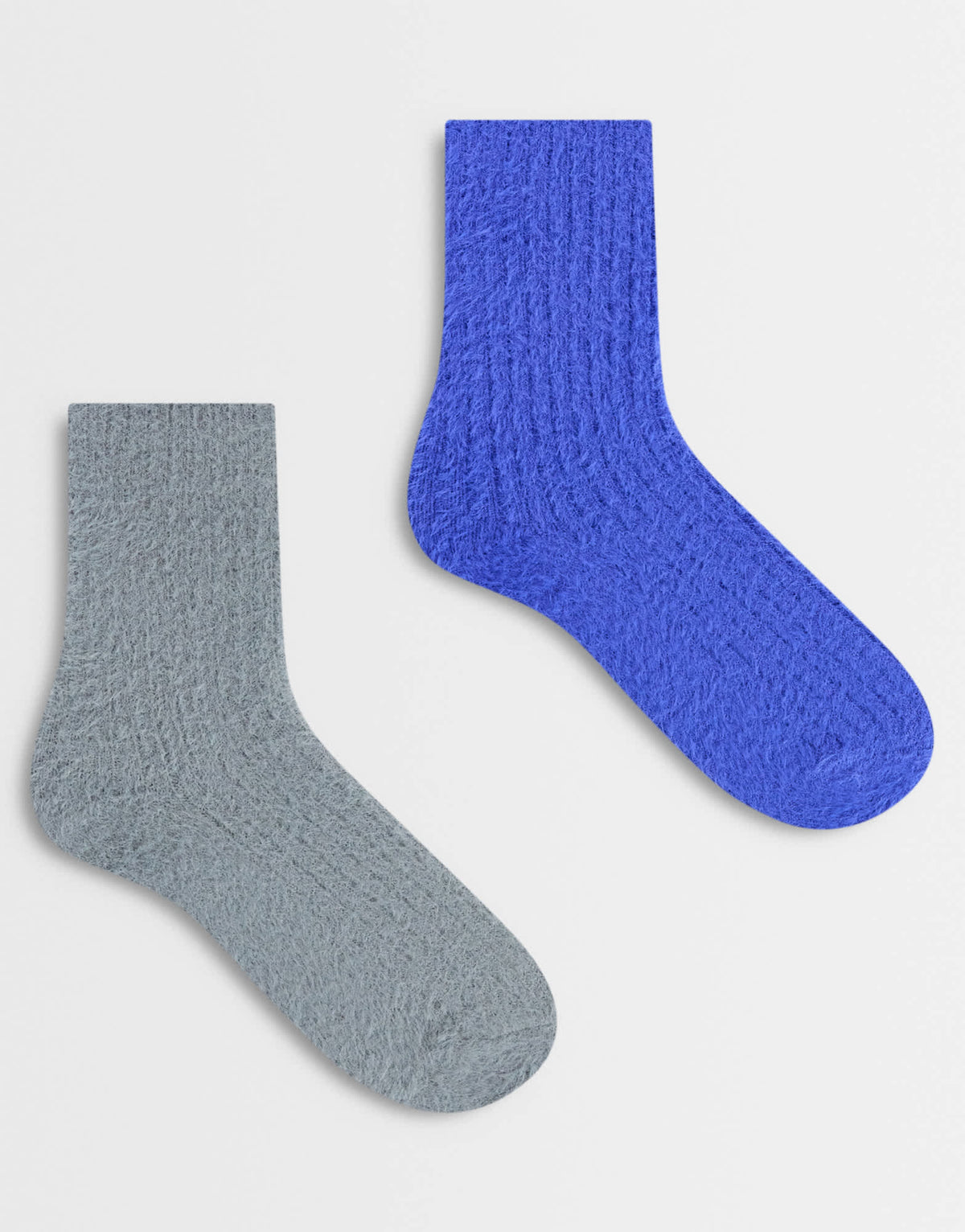 Topshop 2pk cosy fluffy socks in grey and cobalt