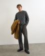 Topman relaxed fit cable knitted jumper in charcoal