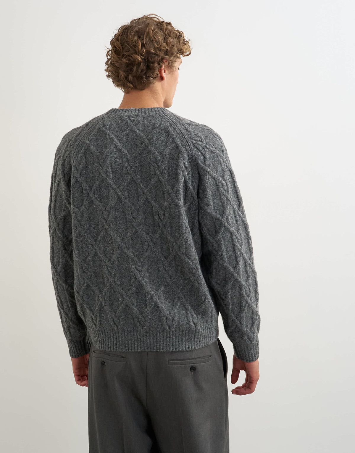 Topman relaxed fit cable knitted jumper in charcoal