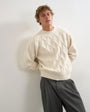 Topman relaxed fit cable knitted jumper in ecru