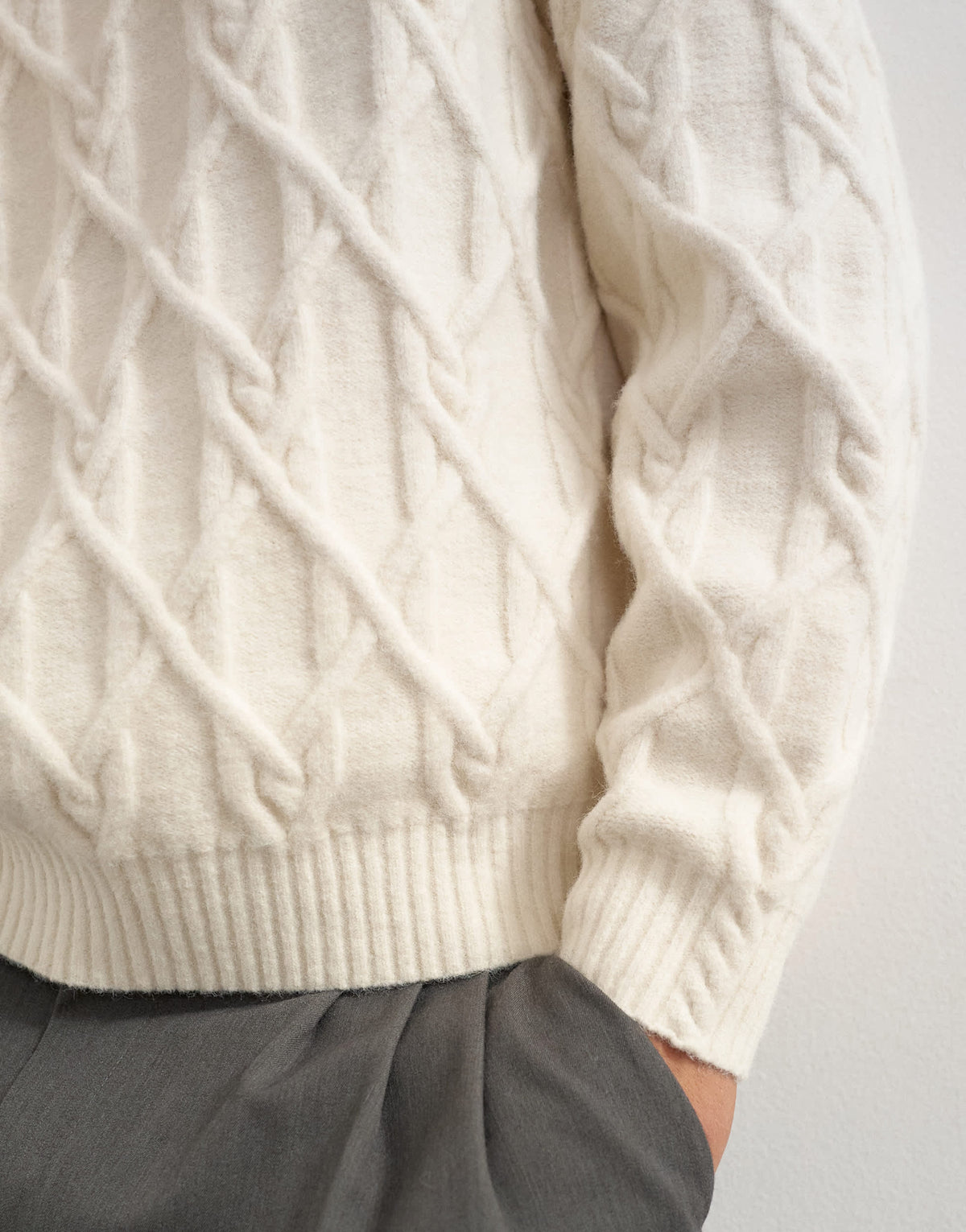 Topman relaxed fit knitted cable jumper in ecru
