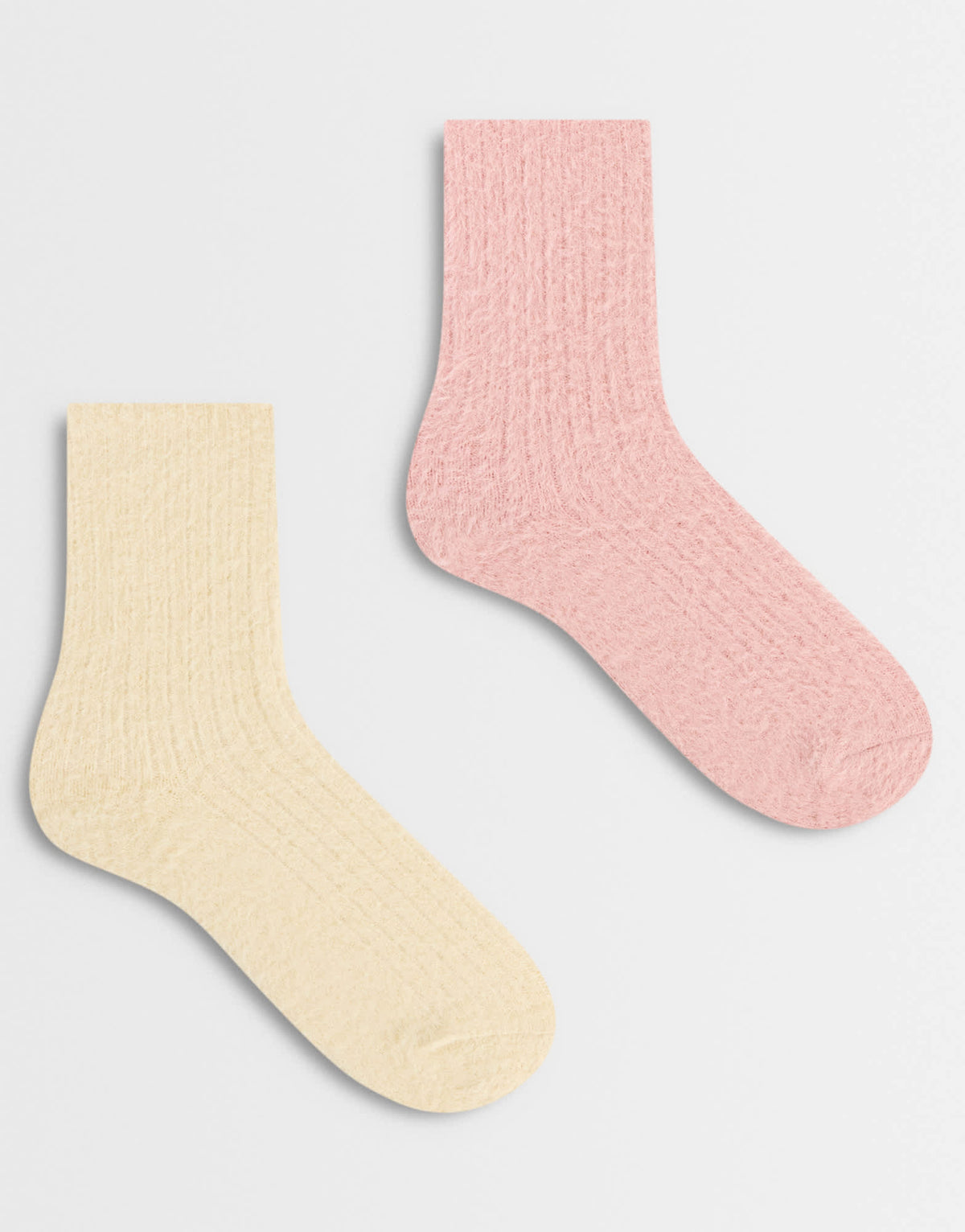 Topshop 2pk cosy fluffy socks in pink and off white