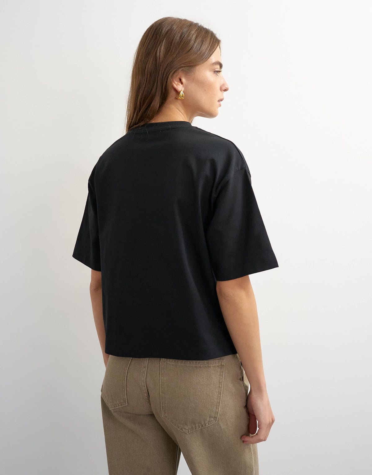 Topshop micro v short sleeve t-shirt in black