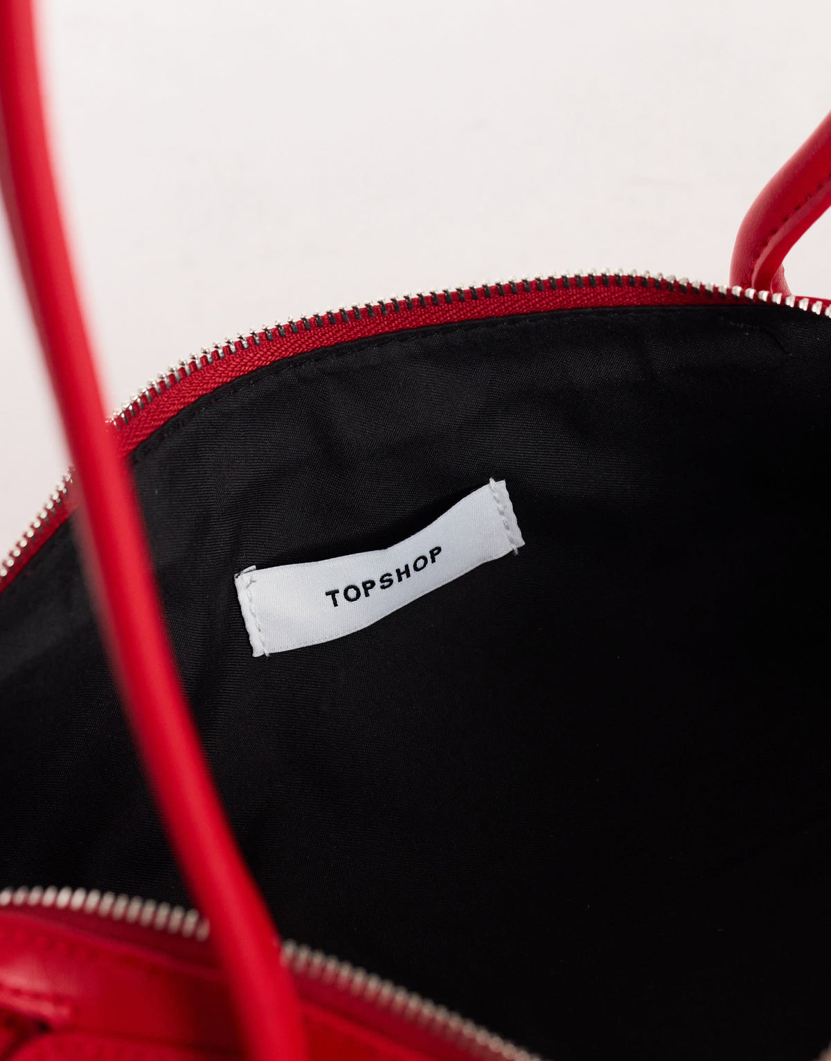 Topshop Skylar medium elongated bowler bag in red