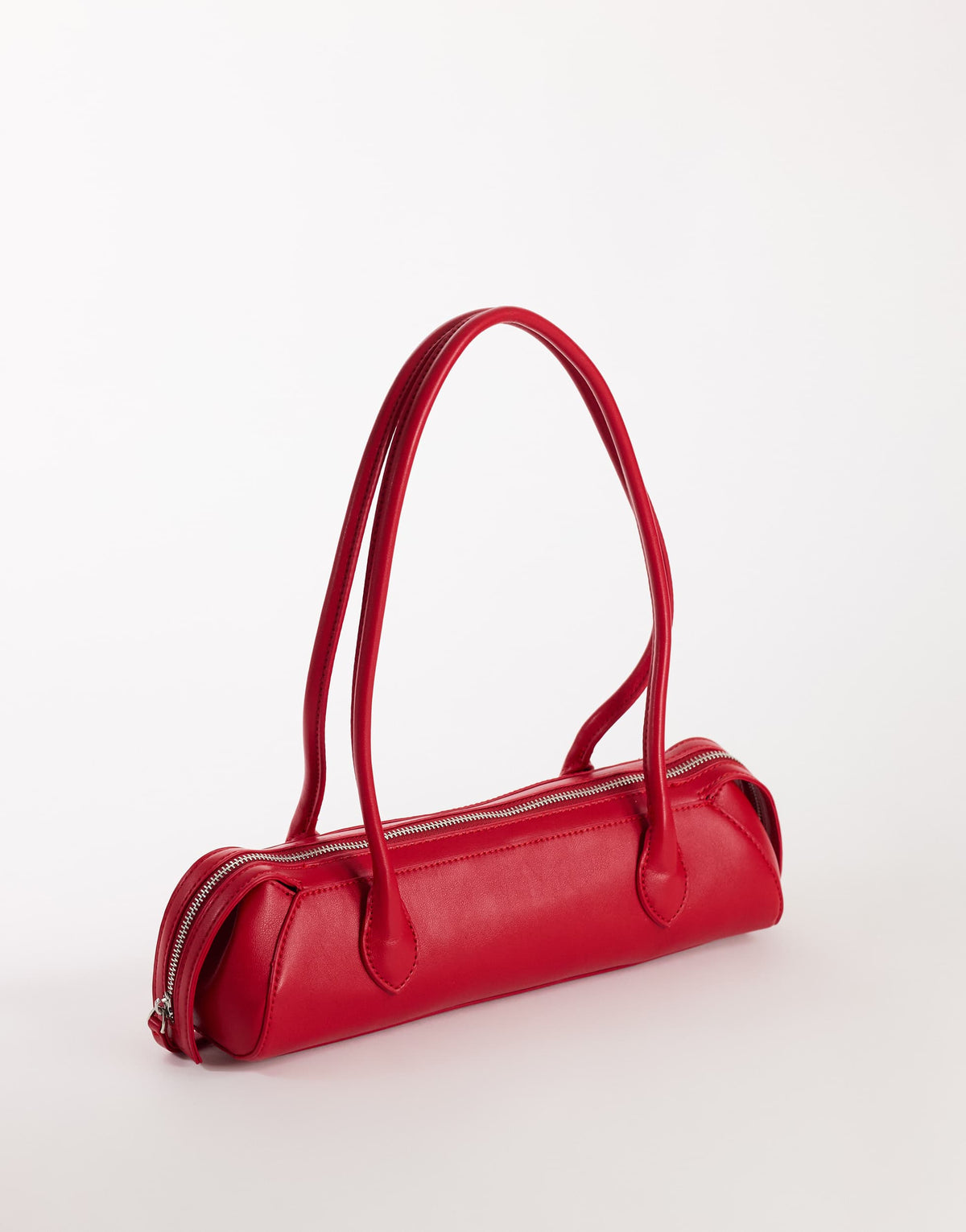Topshop Skylar medium elongated bowler bag in red