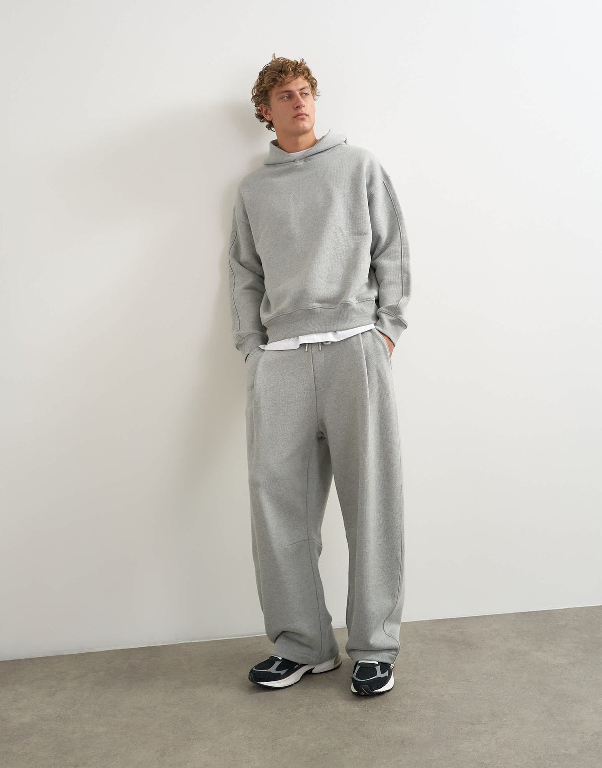 Topman heavyweight barrel fit jogger in grey marl