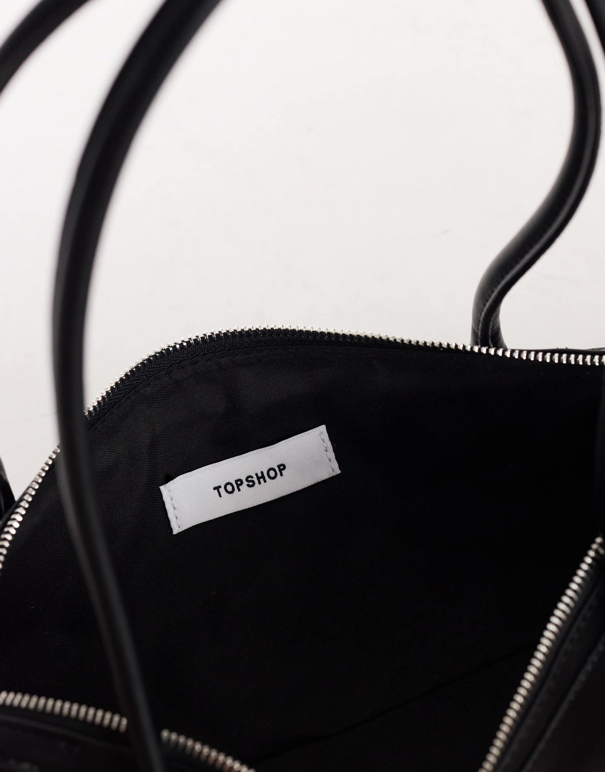 Topshop Skylar medium elongated bowler bag in black