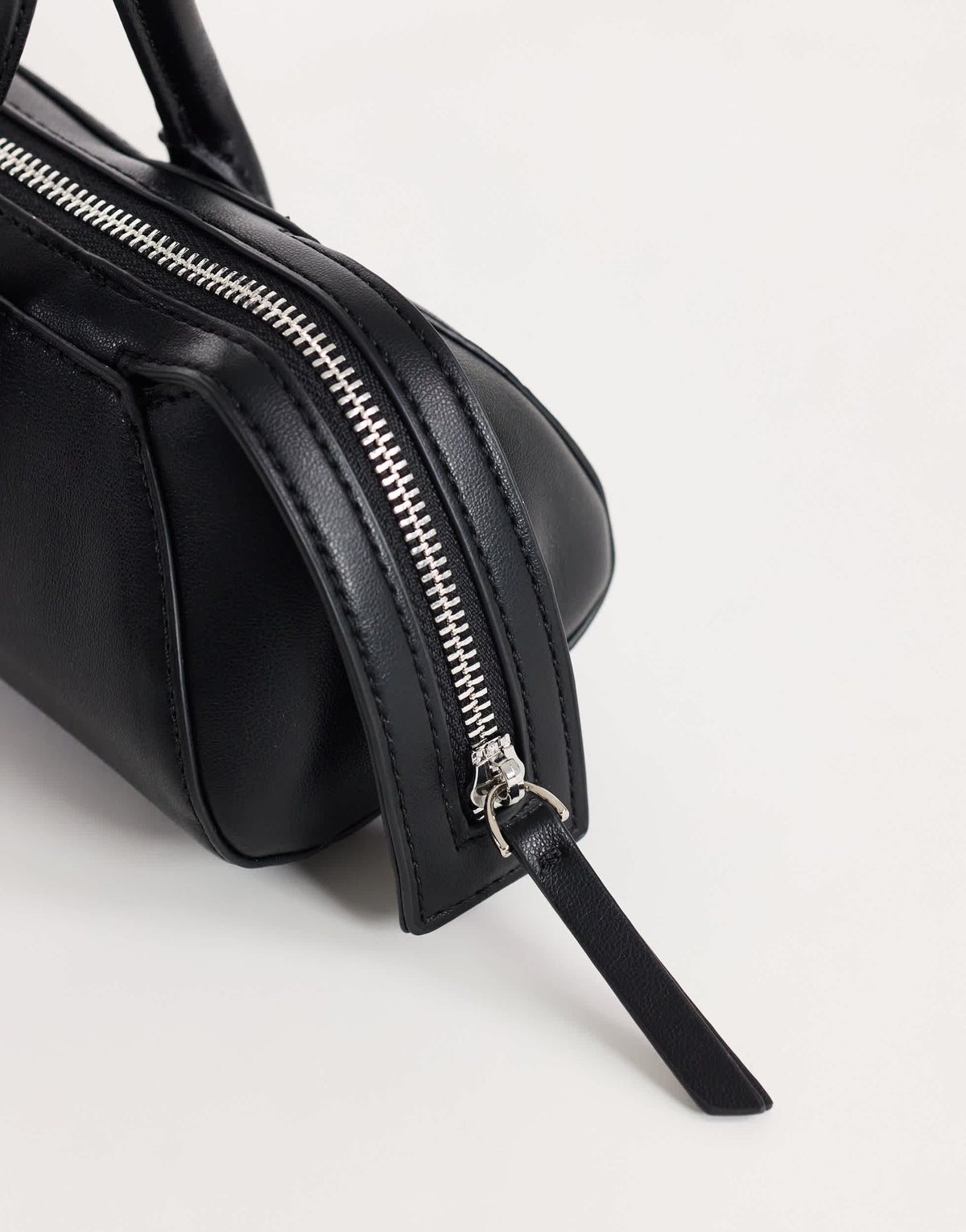 Topshop Skylar medium elongated bowler bag in black