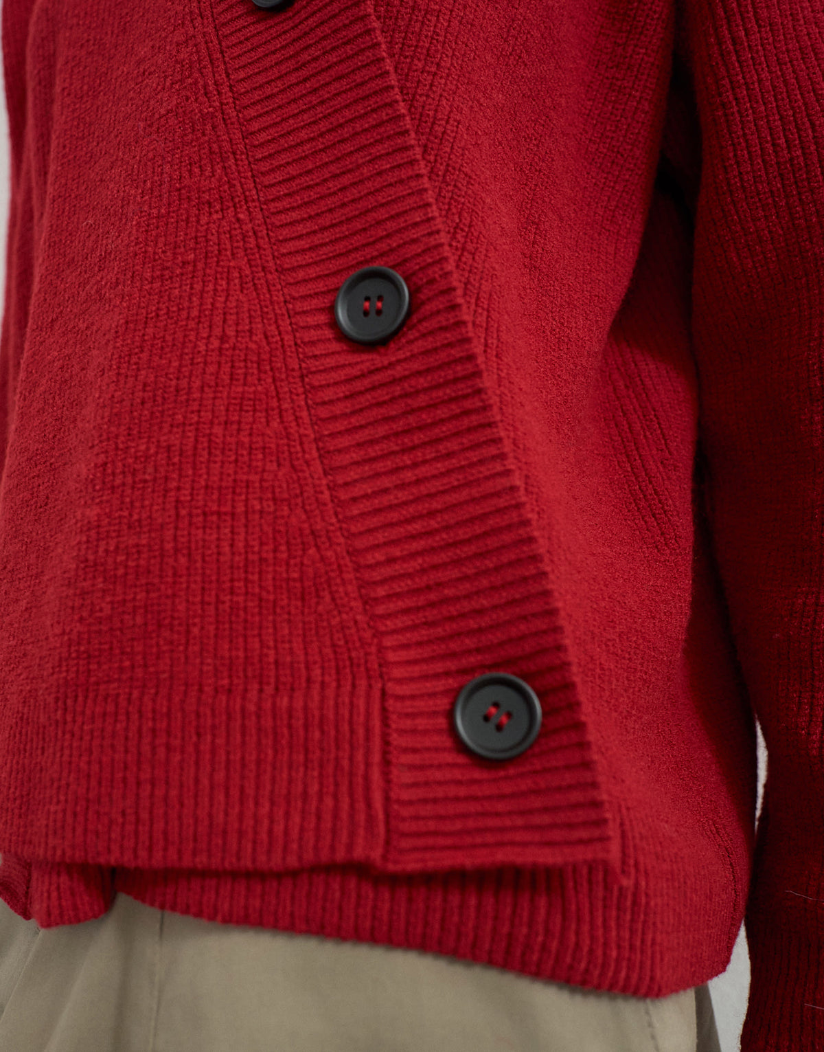 Topshop knitted asymmetric placket cardigan in red
