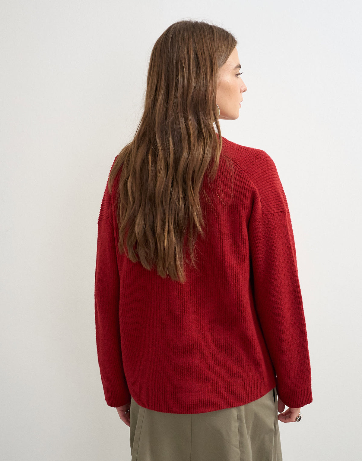 Topshop knitted asymmetric placket cardigan in red