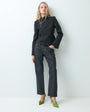 Topshop mid rise slim straight coated jean in black