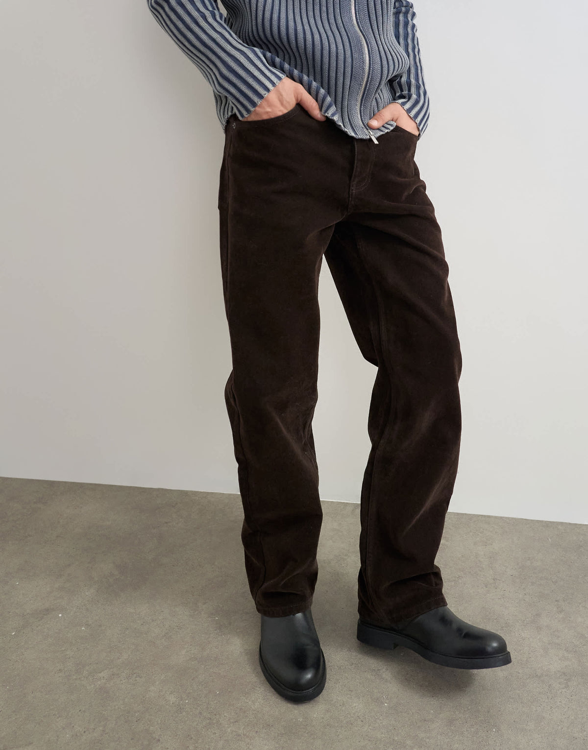 Topman straight fit jeans with coated velour finish in brown