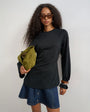 Topshop cinched waist long sleeve raglan t-shirt in black