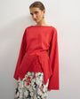 Topshop slash neck tie front top in red