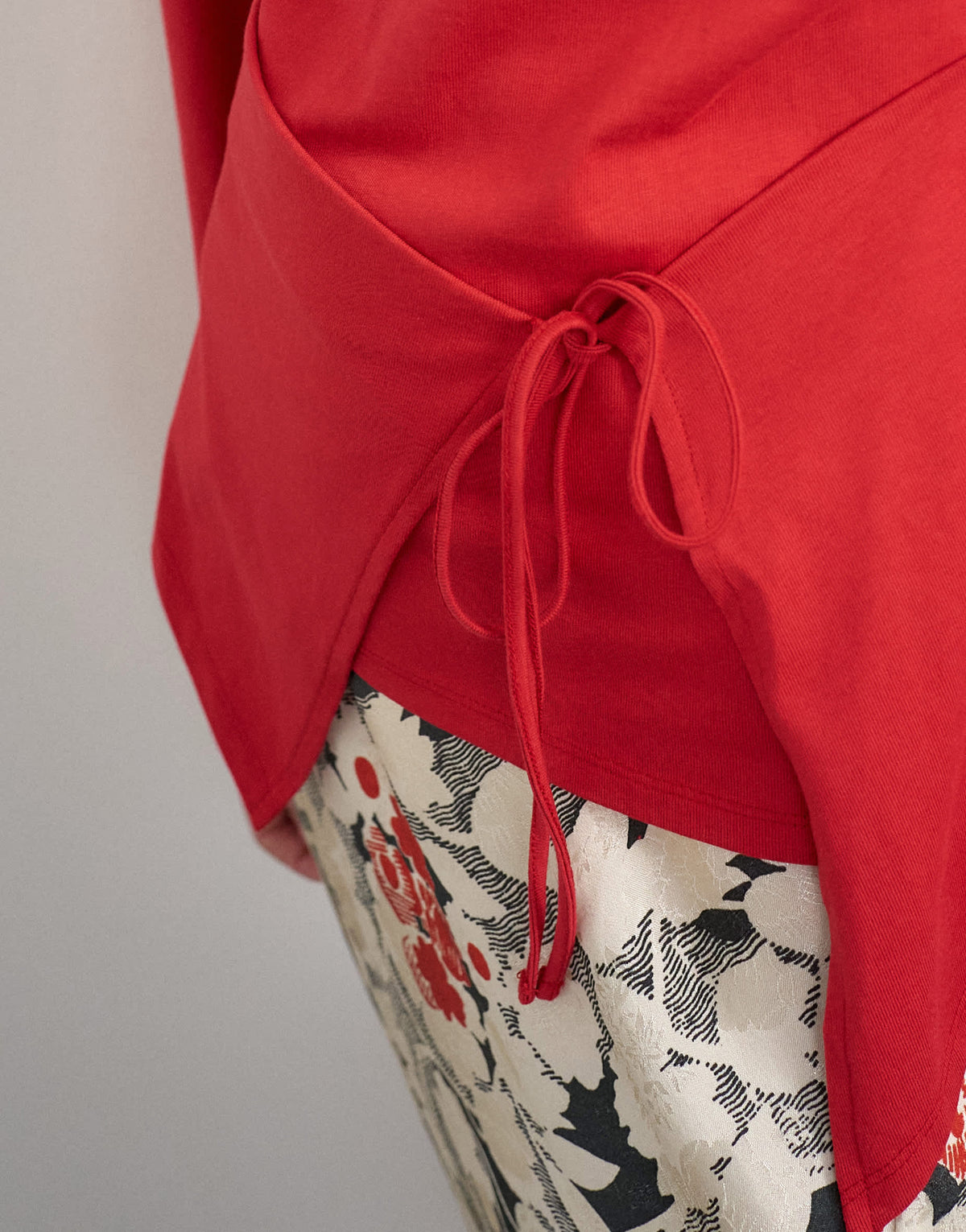 Topshop slash neck tie front top in red