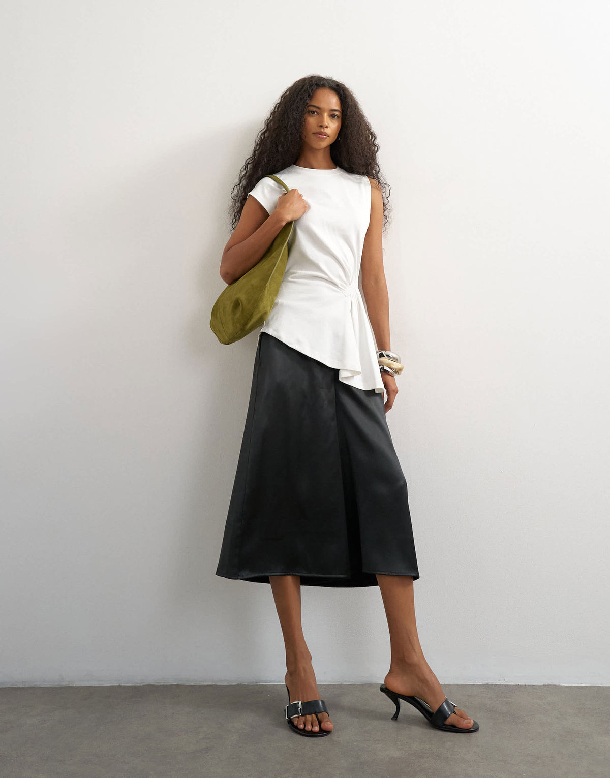 Topshop satin culotte in black