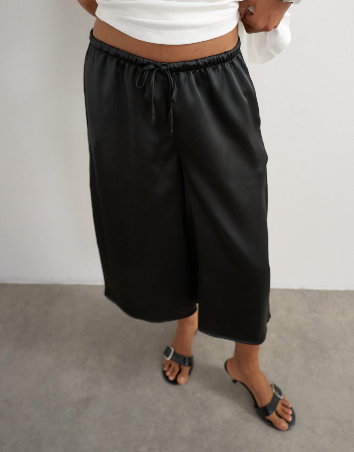 Topshop satin culotte in black