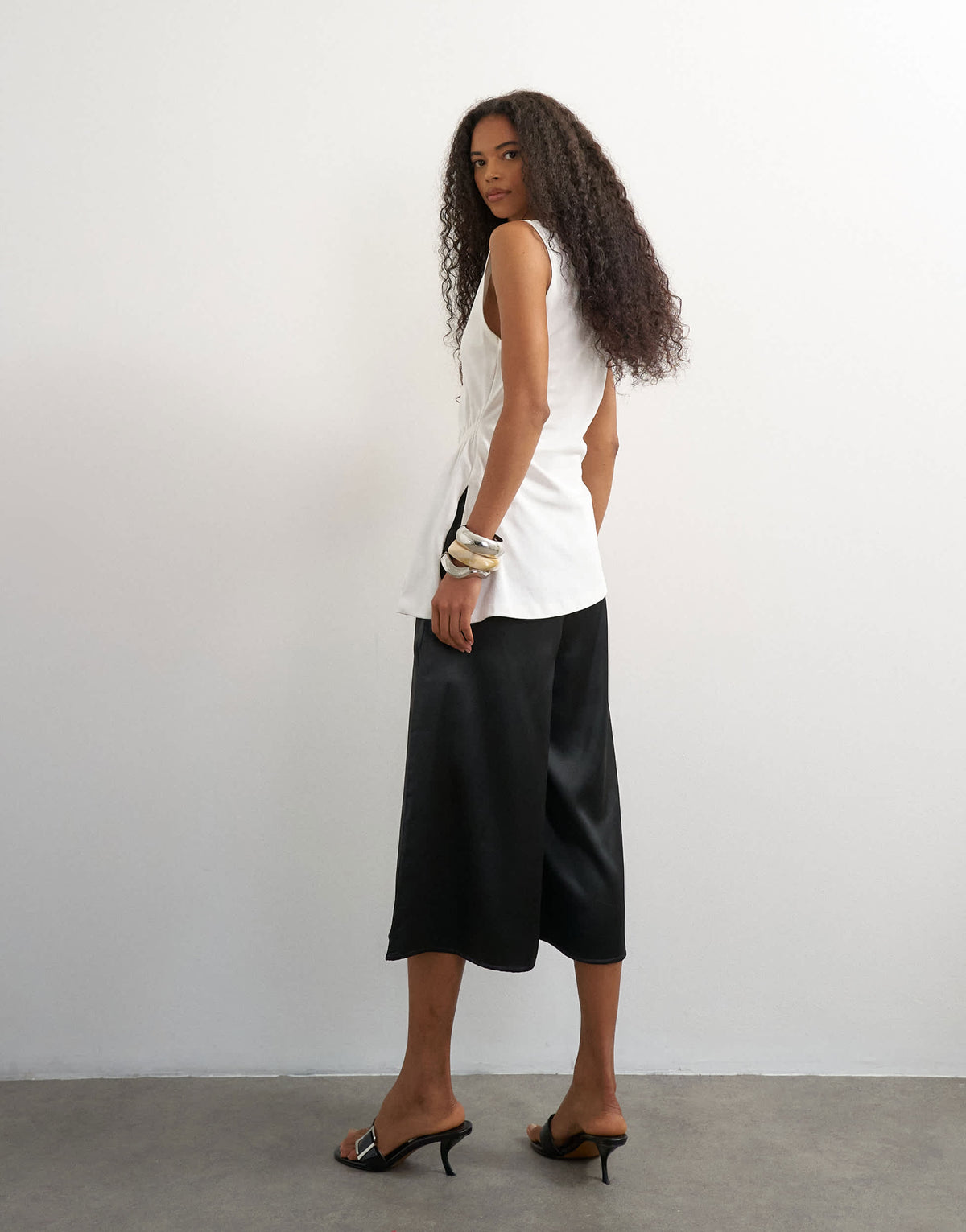 Topshop satin culotte in black