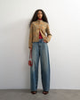Topshop low rise baggy boyfriend jean in mid blue