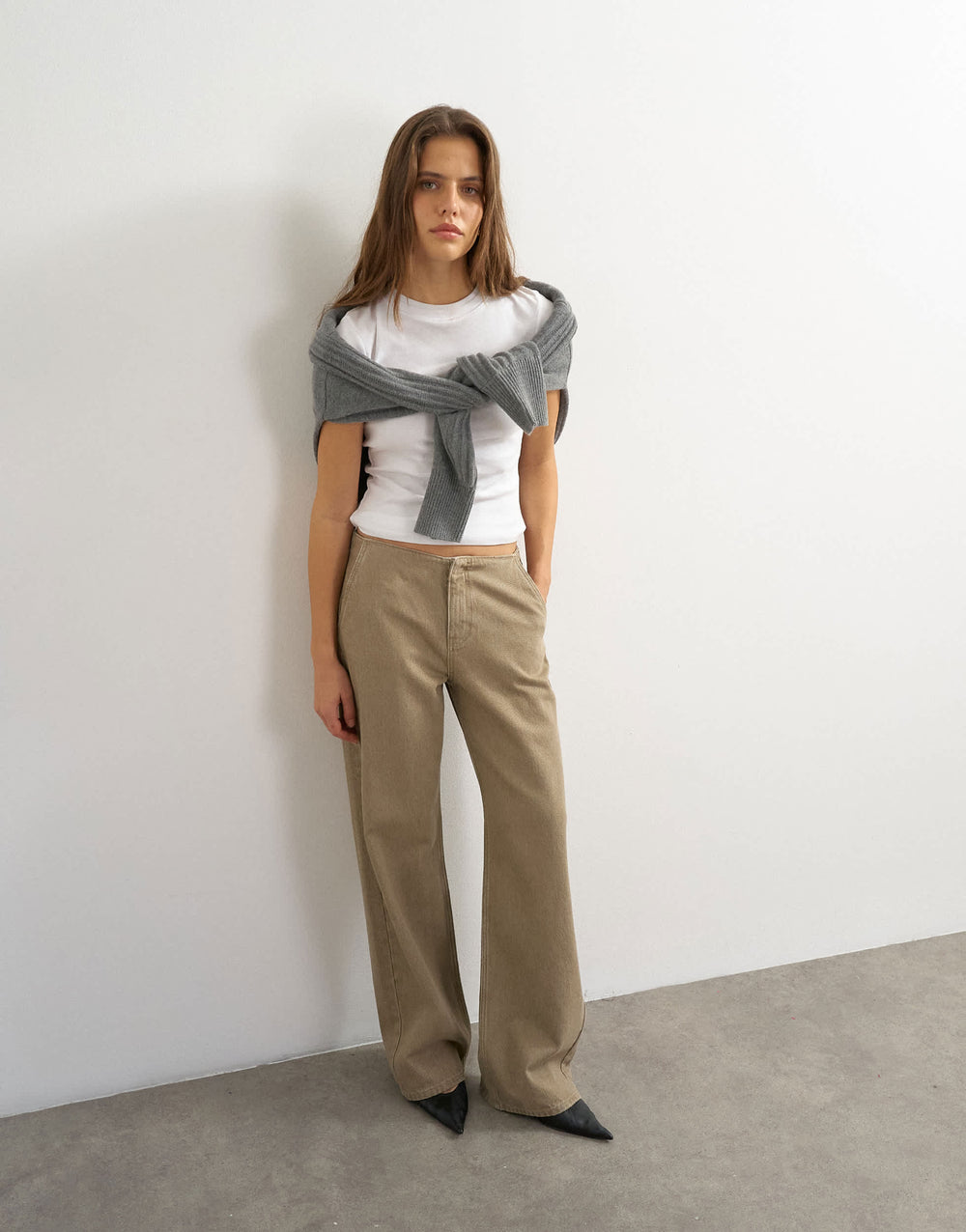 Topshop-Jeans ohne Bund in Beige