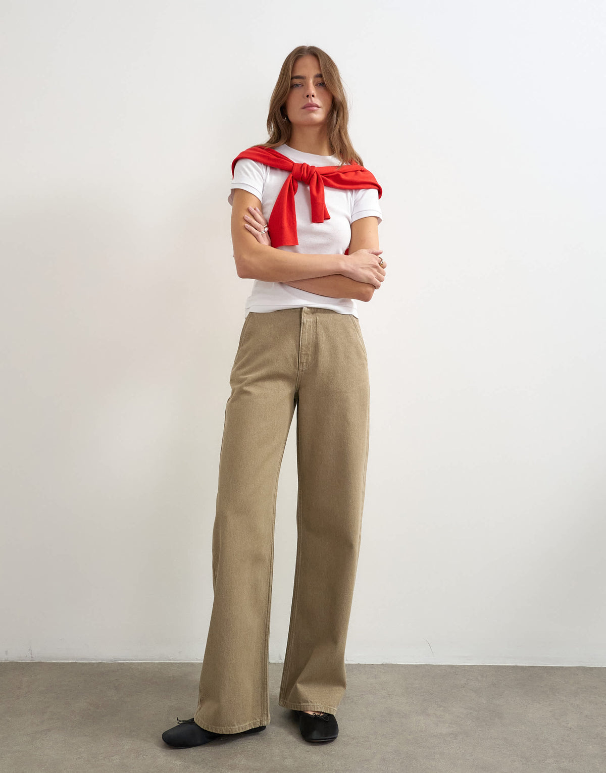 Topshop waistbandless jean in beige